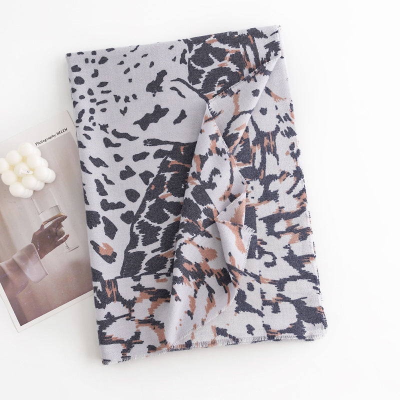 Wholesale Leopard Print Soft and Warm Printed Fringe Scarf